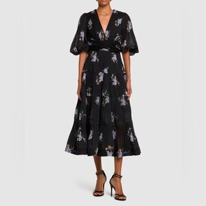 Zimmermann Floral Black Midi Dresss
